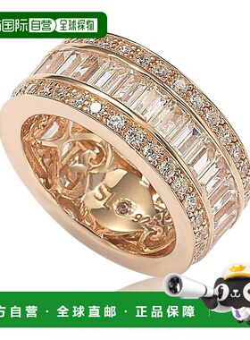 自营 Suzy Levian Rose 纯银立方氧化锆白色长方形现代永恒戒指 -