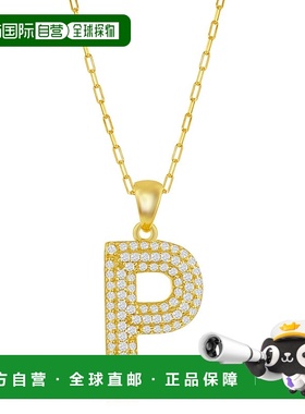 自营 simona纯银 Micro Pave CZ \'J\' 块首字母带回形针链 - 镀