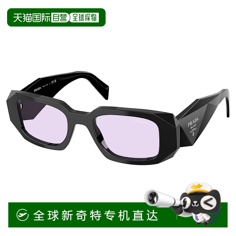 自营 prada普拉达PR 17WS 16K40J 49mm女式矩形太阳镜-黑色 【美