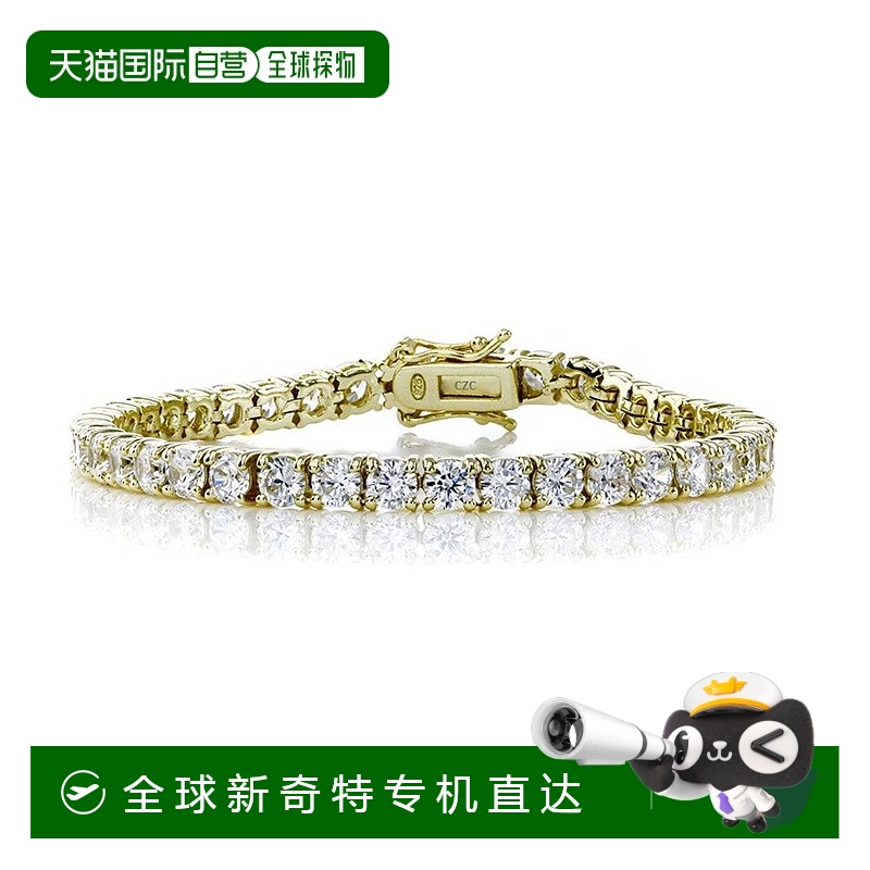 自营 geneviveGa 镀金透明立方氧化锆网球手链 - 金色 美国奥莱直