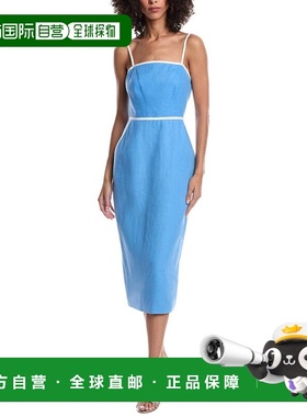 自营Milly Amara Linen Midi Dress - blue 美国奥莱直发