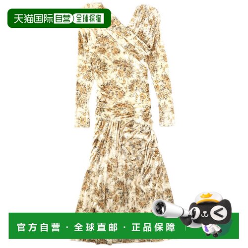 自营ganniIvory Floral Draped Maxi Dress - neutrals 美国奥莱
