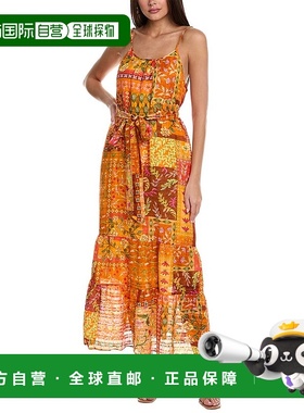 自营Marie Oliver Kinley 亚麻混纺长裙 - 橙色 美国奥莱直发