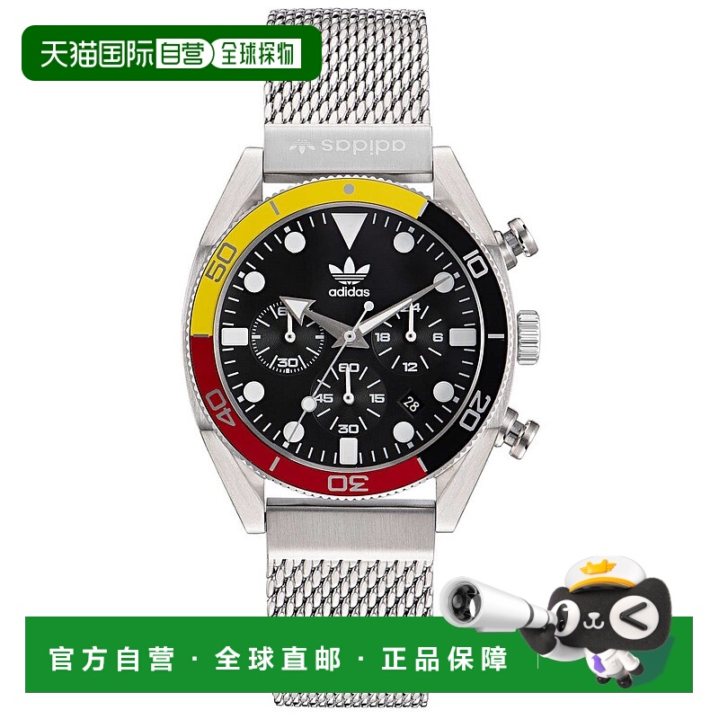 自营adidas阿迪达斯男式原创时尚版黑色表盘手表-黑色 美国奥莱直