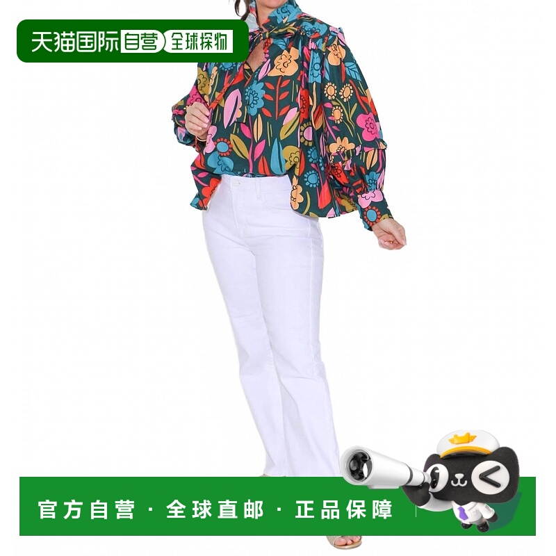自营karlieRetro Garden Ruffle V-Neck Top In Multi - multi 美