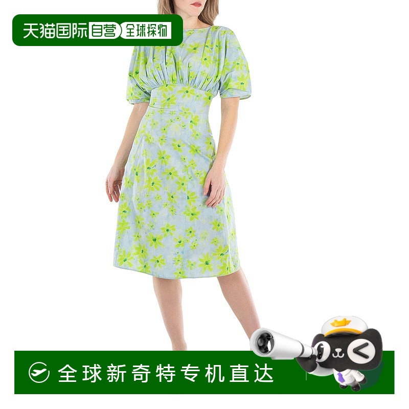 自营 marni玛尼收集的府绸迷笛连衣裙-海蓝宝石 【美国奥莱】直发