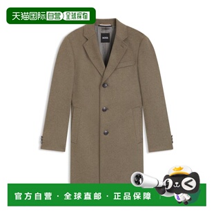 自营bossWool-cashmere coat in a slim fit - light brown 美国