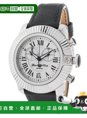 自营GLAM ROCK Leather Dress Women's Watch - black 美国奥莱直