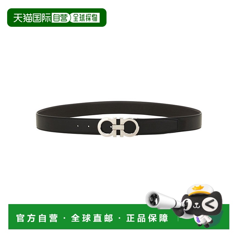 自营 salvatore ferragamo黑色小牛皮菲拉格慕皮带-黑色 美国奥莱