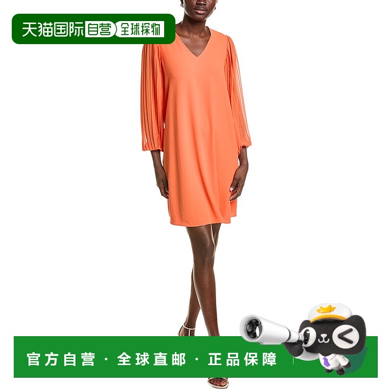 自营 Joseph Ribkoff褶皱袖连衣裙-橙色 美国奥莱直发新款
