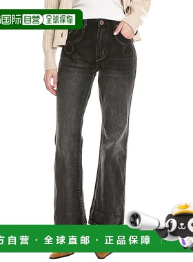 自营 one teaspoon一茶匙 Charlie 褪色黑色修身喇叭裤牛仔裤 -