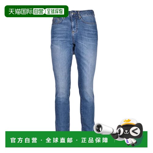自营armani exchange紧身牛仔牛仔裤，搭配五个口袋设计和拉链开-