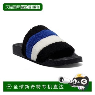 女式 美 自營 藍色 條紋 黑色 incPeymin 一腳蹬休閑泳池拖鞋