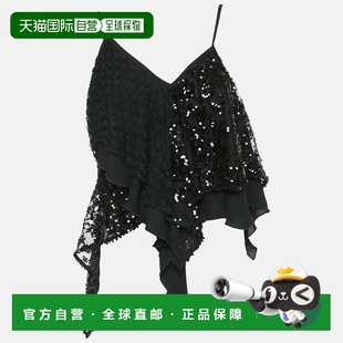 自营The Attico Black Sequin And Lace Thelma Crop Top - black