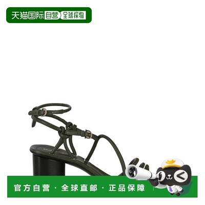 自营salvatore ferragamoAugusta Leather Heel Sandals - green