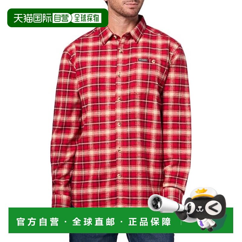 自营Columbia Pitchstone重量级法兰绒II衬衫男士红色格子纽扣JAX