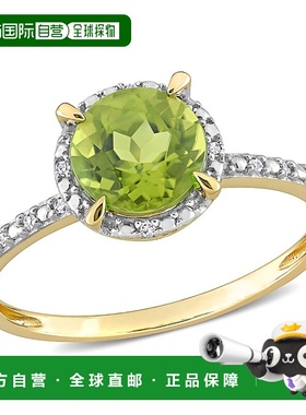自营 Mimi & Max 1 1/2 克拉 TGW 橄榄石光环戒指，10k 金镶钻 -
