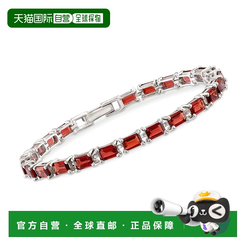 自营 925 纯银 Ross-Simons 祖母绿切割石榴石网球手链 - 8.5 英