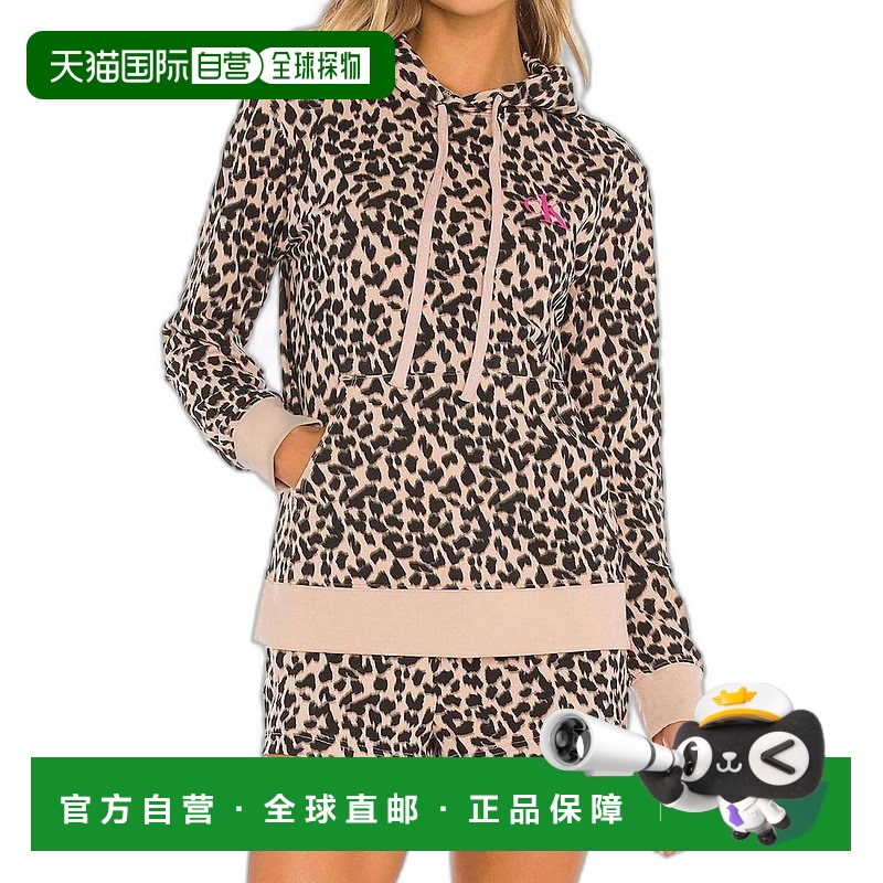 1h可退 【美国直邮】Calvin Klein Glisten系列豹纹蜜杏色运动卫