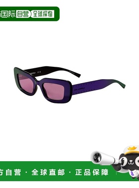 自营Karl Lagerfeld女式50毫米紫色太阳镜-黑底紫金属镜 美国奥莱