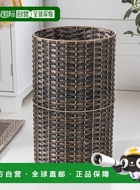 happimessCecil Modern 4.13 加仑仿柳条圆筒废纸篓，梨绿色/黑色