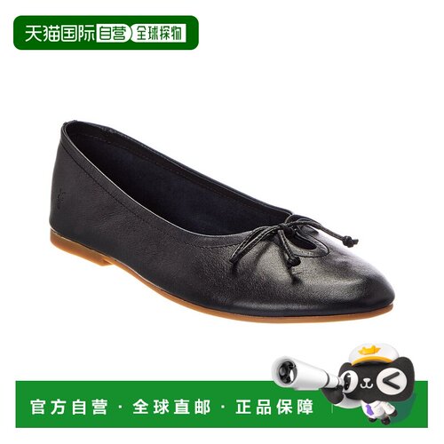 自营Frye Emma皮革芭蕾平黑 美国奥莱直发平底鞋一脚蹬芭蕾舞鞋