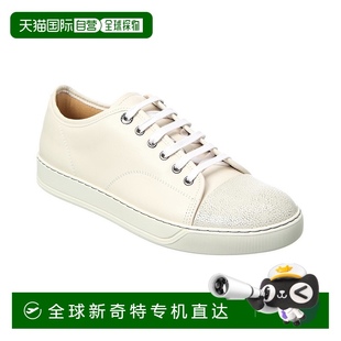 美国奥莱直发新款 自营 白色 LANVIN篮式 Basse皮革运动鞋