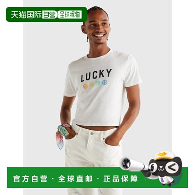 自营Lucky Brand 男式 Pride 中性 T 恤 白色潮流 【美国奥莱】直