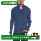 美国奥莱 Cashmere 自营Quinn Neck Mock blue Zip Sweater