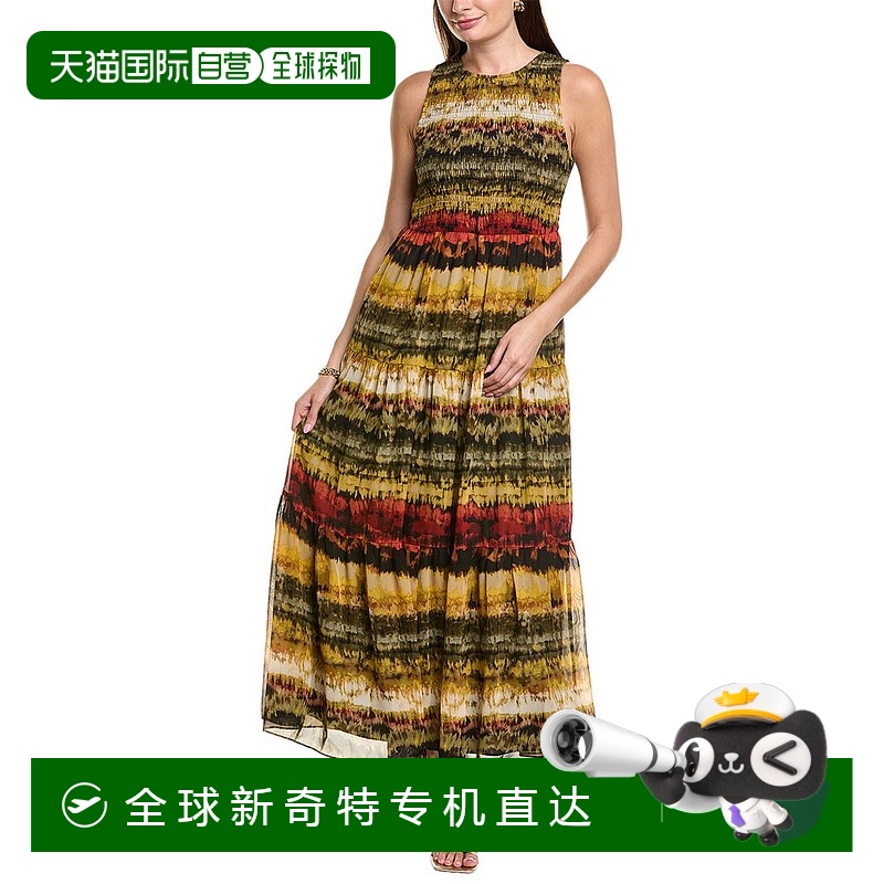 自营 Anne Klein烟熏胸衣庭院迷笛连衣裙-绿色 【美国奥莱】直发
