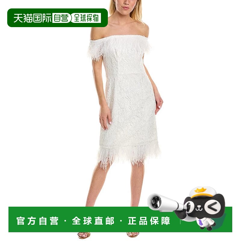 自营 Aidan by Aidan Mattox 露肩蕾丝紧身早秋新款连衣裙 白色