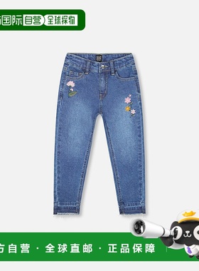 自营deux par deuxJeans Blue Denim with Frayed Hems and Flora