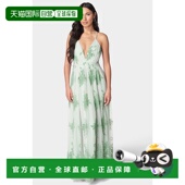 Women Dress Neck 自营Bebe Maxi Plunge Embroidered olive