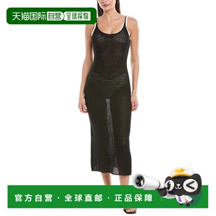 美国直发奥莱吊带 黑色连衣裙 自营 Onia纹理毛衣大口袋亚麻长裙