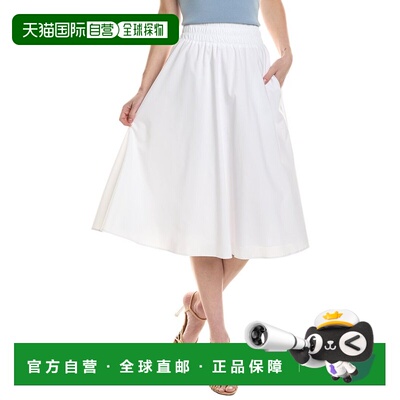 自营Nicole Miller Midi Skirt - white 美国奥莱直发半身裙a字裙