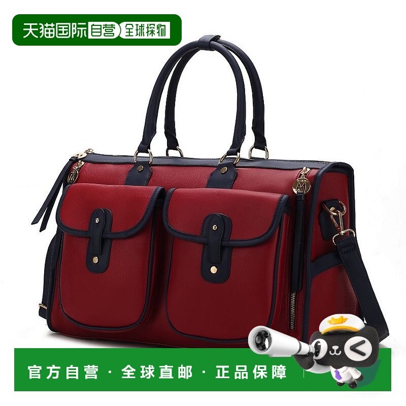 mia k collectionGenevieve 拼色纯素皮革女士行李袋 - 葡萄酒 【,箱包皮具/热销女包/男包,通用款女包,淘宝优惠券,粉丝福利购,淘宝优惠卷