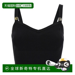 黑色 自营 带甜心领口 elisabetta 美国奥 franchi罗纹针织上衣