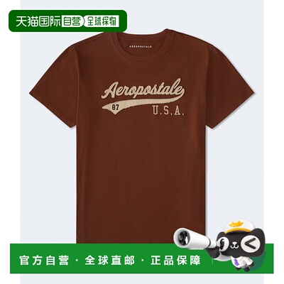 自营Aeropostale Usa Script Applique Graphic Tee - brown 207