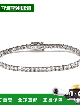 自营 Suzy Levian 方晶锆石纯银 7 英寸网球手链 - 白色 美国奥莱