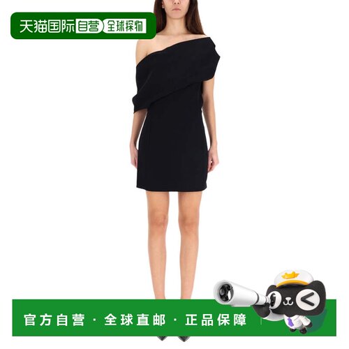 自营jacquemusBlack Asymmetrical Off-Shoulder Mini Dress - bl
