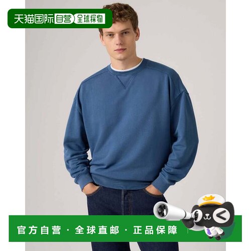 自营Levi's Delaney运动衫男士蓝色法国毛圈圆领宽松JAX1862-蓝色