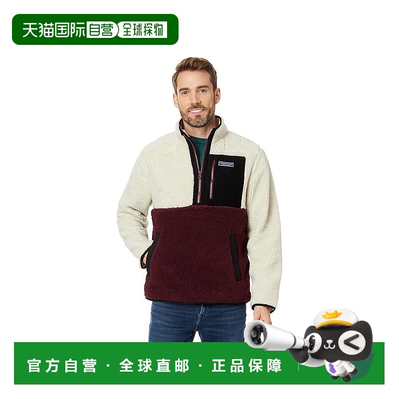 自营 Vineyard Vines Col Blkd运动衫男式象牙色栗色夏尔巴羊毛GB