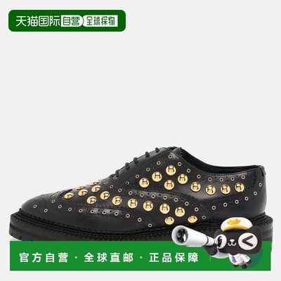自营Burberry Black Leather Studded Deardown Oxfords - black