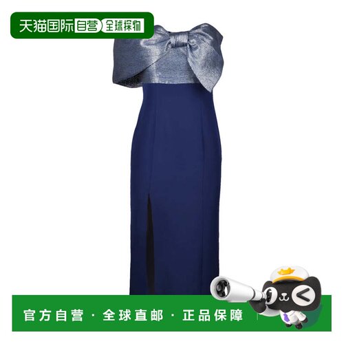 自营carla ruizLonguette Sheath Dress - Blue - black 美国奥莱