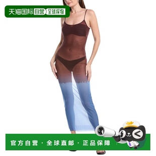 自营WeWoreWhat Mesh Scoop Maxi Slip Dress - blue 美国奥莱直