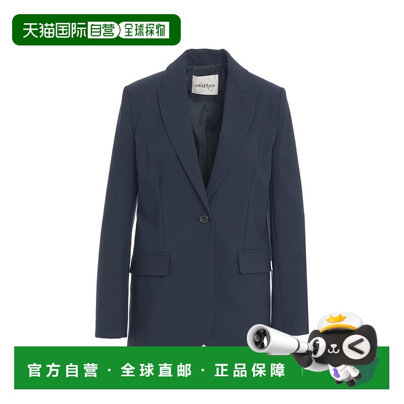 自营ottod'ameSingle-Breasted Blazer With Notch Lapel - black