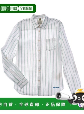 自营Scotch & Soda Yarn-Dyed Linen-Blend T-Shirt - white 美国