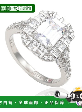 自营Suzy Levian Sterling Silver Emerald Cut White Cubic Zirc