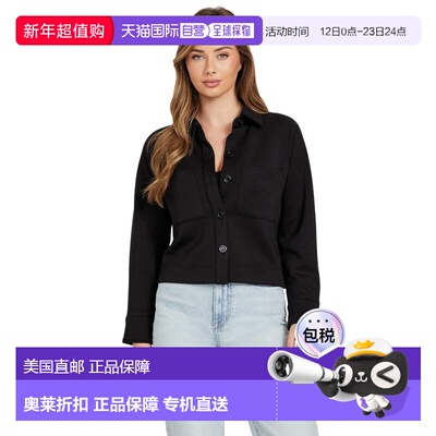 自营guessEco Dove Button-Up Jacket - black 美国奥莱直发外套