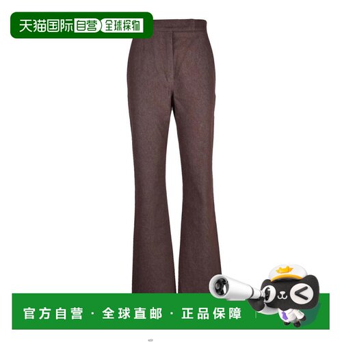 自营max maraBrown Flared Trousers with High Waist - grey 美